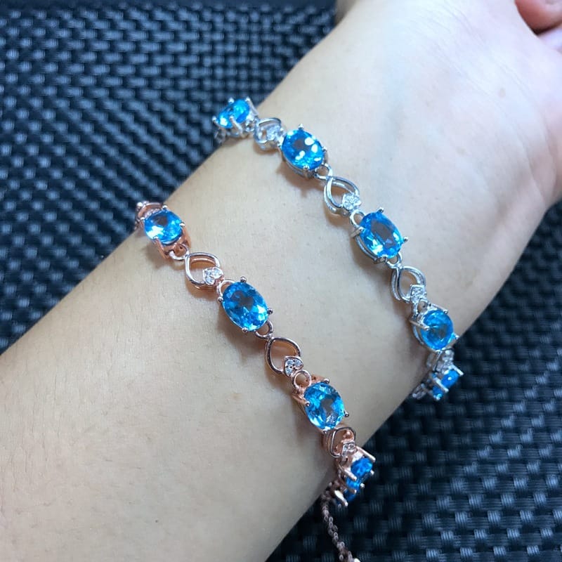 Swiss Topaz Bracelet 925 Silver Single Grain Main Stone 1.5 karat