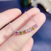 Light luxury new natural color Tourmaline pendant necklace Oval 3*3mm ladies pendant wholesale boutique goods