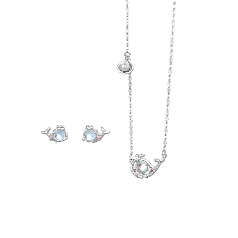 Original Po S999 Silver Small Whale Adventures Series suit Simple, Fresh and Clear Natural Clavicle Chain