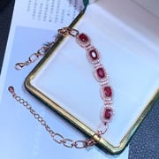 Ruby bracelet 925 silver inlaid ruby bracelet with extended chain adjustable one-piece delivery