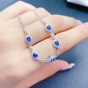 Women's bracelet simple fresh 925 silver inlaid natural sapphire style beautiful detection can be rechecked