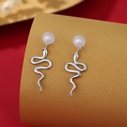 Spirit Snake Earrings Female S925 Sterling Silver National Fashion New Chinese Red Agate Zodiac Snake Benmingnian Earrings