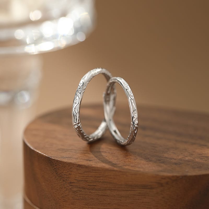  S999 Pure Silver Candy Paper Texture Couple Rings Literary Valentine's Day Gift for Girlfriend Accessible Luxury Ring
