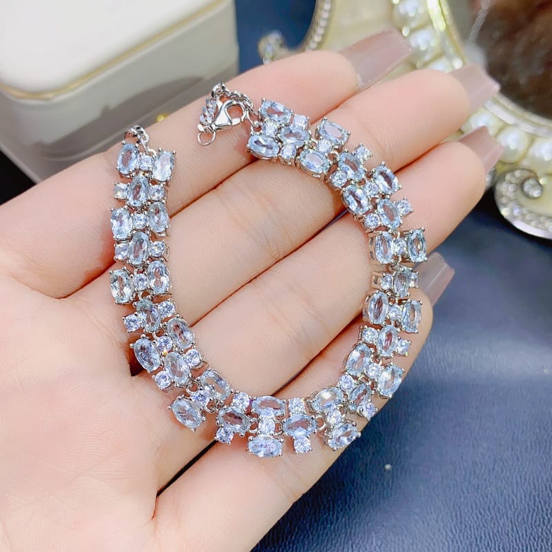 New on New Natural Aquamarine Bracelet 925 Silver Inlaid Gift Wholesale Main Stone 3.45 Jewelry Wholesale