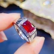 Natural New burning Ruby male ring small star anise 6 * 8mm 925 silver ring wholesale trembles live supply
