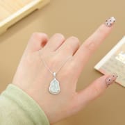 Po S999 Foot Silver Niche White Chalcedony Gourd Necklace Women's Light Luxury High-end Sense Personalized Fashion Necklace for Hair