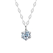 S999 Silver Simple Zircon Necklace Women's Light Luxury Niche Pendant High-end Autumn and Winter Woolen Chain Elegant