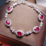 New Burned Ruby Bracelet Exquisite 925 Silver Inlaid Style Beautiful Ladies Live Supply Overseas Supply
