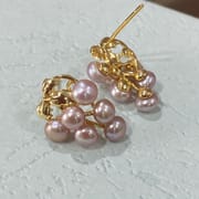 Natural Freshwater Pearl Earrings Grape String Retro Elegant Ear Studs Exquisite Simple Earrings Advanced Sense New Earrings