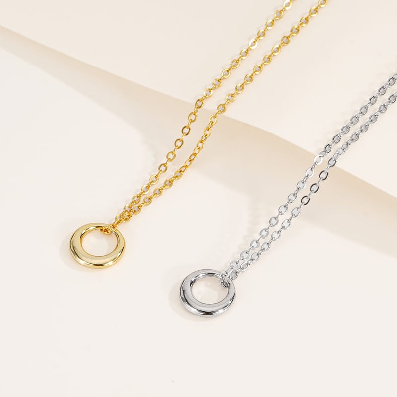 S925 Sterling Silver Necklace Female Niche Geometric Design Sense Ring Cold Style Clavicle Chain Simple Temperament