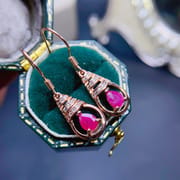 Fresh and gorgeous natural ruby earrings earrings 925 silver drops ruby earrings good color