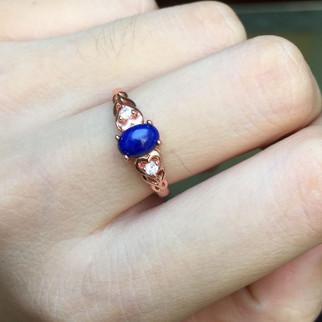 Natural Lapis Lazulein Ring 925 Silver Color Treasure Wholesale
