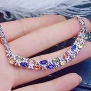 Natural color sapphire bracelet jewelry gem anchor e-commerce supply 925 silver