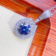 Mosang Diamond Pendant to Send Girlfriend 925 Silver Inlaid Colorful Mosang Diamond Pendant Mesang GRA Certificate Waist Size 1 karat