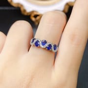 Factory wholesale explosions natural sapphire ring S925 silver inlaid with the main stone 3*4 selling Europe and the United States a generation of hair