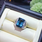 925 silver inlaid Topaz men's ring Topaz for boyfriend manufacturers receive orders one piece delivery