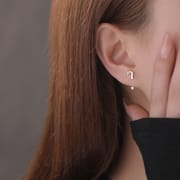 Po S999 Silver Geometric Simple Punctuation Mark Exclamation Mark Screw Earrings Women's Exquisite Earrings