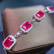 Live delivery ruby bracelet 925 silver Ruby women's bracelet with extended chain one-piece delivery