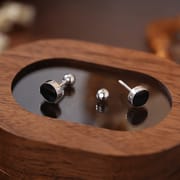 Po S999 Foot Silver Simple Six-character Truth Screw Earrings Women's Geometric Design Feeling Ear Holes Earrings for Hair
