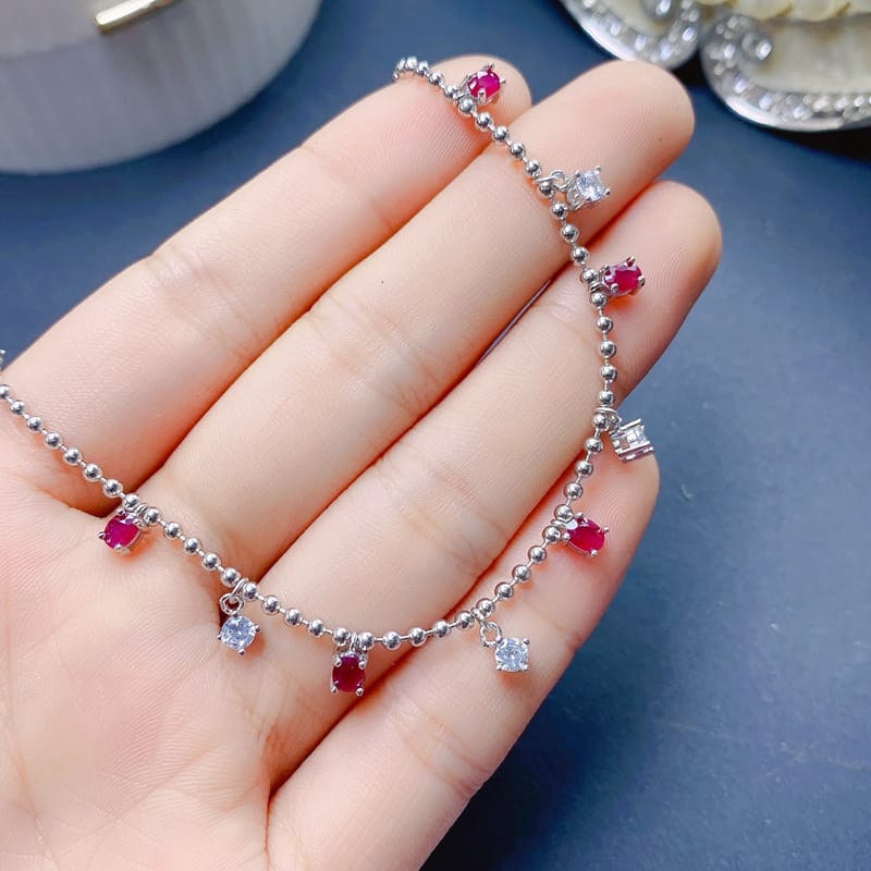 Natural pink tourmaline bracelet luxury exquisite women's 925 silver inlaid pink tourmaline beautiful colorful treasure wholesale