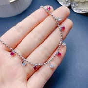 Natural pink tourmaline bracelet luxury exquisite women's 925 silver inlaid pink tourmaline beautiful colorful treasure wholesale