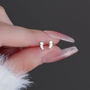 Po S999 Foot Silver Fish Bone Earrings Niche Unique Cute Fresh High-grade Small and Exquisite Earrings