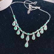 Emerald Necklace Deluxe Exquisite 925 Silver Ladies Natural Gem Support Re-inspection of a generation of hair