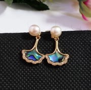 Natural Freshwater Pearl Earrings Ginkgo Leaf Colorful Mother-in-shell Earrings Light Luxury Fashion High-end Earrings New Earrings