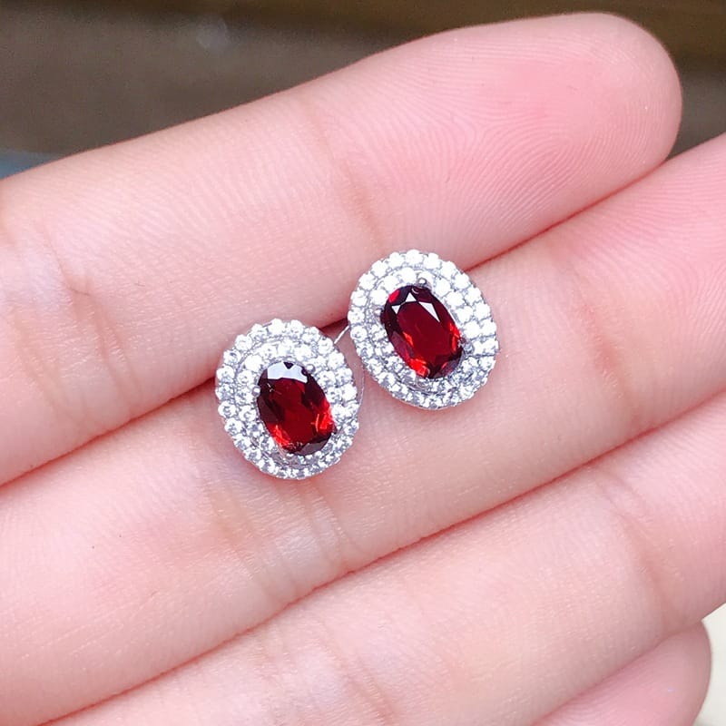 New low price 925 silver detection mall Garnet ladies earrings