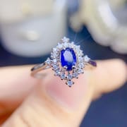 Fashion DIY bare stone natural yellow sapphire 925 silver 4 * 6mm sapphire ring TikTok fast hand live wholesale