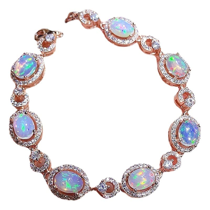 Natural opal bracelet 925 silver inlaid fashion round drill for 5*7mm