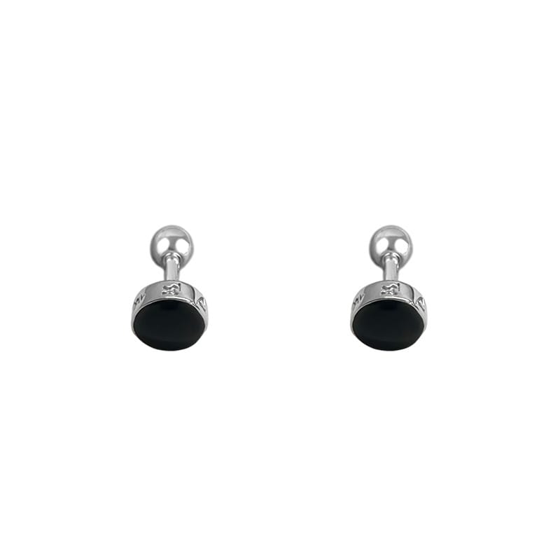 Po S999 Foot Silver Simple Six-character Truth Screw Earrings Women's Geometric Design Feeling Ear Holes Earrings for Hair