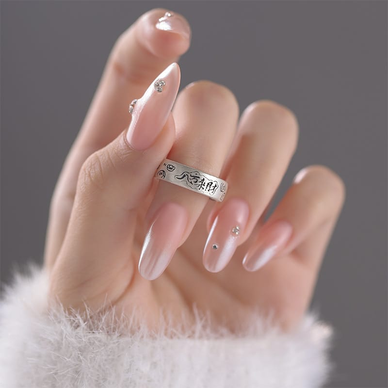 Po S999 Foot Silver Light Luxury Eight-way Wealth Ring Women's Sweet Cool Style Girl's Niche Design Sense Opening Ring Generation