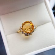 Factory wholesale explosions natural citrine ring S925 silver inlaid main stone 10*10 selling Europe and the United States a generation