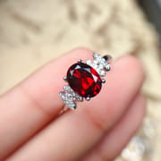 2. Carat natural garnet ring 925 silver live color gem exclusive live broadcast supply
