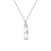 S999 Sterling Silver Bamboo Necklace Female Niche Design Sense Simple Elegant Opal Clavicle Chain