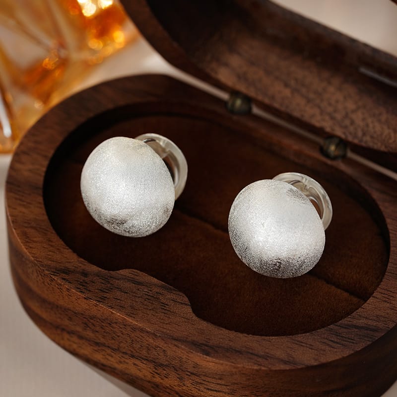  S999 Silver Round Drawing Earrings Extremely Simple Style Niche Geometry Advanced Temperament Design Sense Earrings