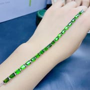 Fresh and simple natural diopside bracelet 925 silver wholesale ladies Bracelet small star anise 6*4mm send girlfriend