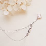 Jewelry 7mm round pearl S925 silver necklace Y chain pearl necklace clavicle chain freshwater pearl necklace