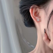 S999 Sterling Silver Earrings Ruyi Lock Ping An Lock Earrings Mini Chinese Style Earrings Gift