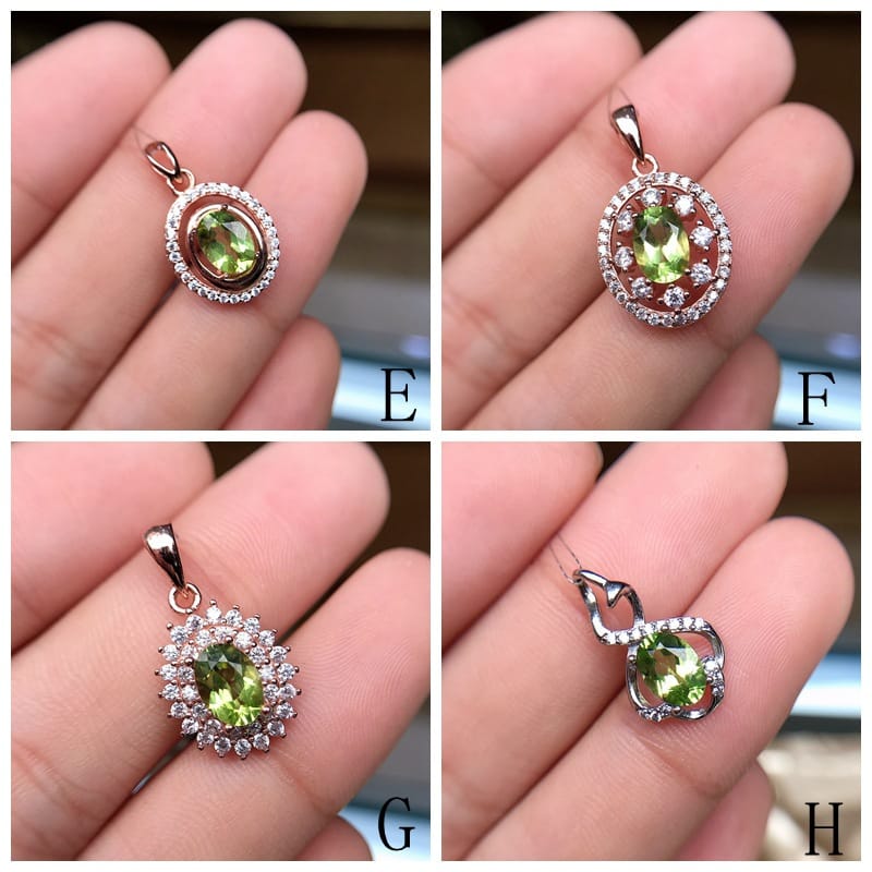 1 karat style 925 silver natural olivine necklace pendant wholesale