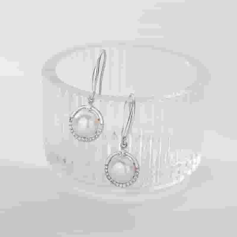 Natural Freshwater Pearl Earrings Circle Classic Zircon Pearl Ear Hook Elegant Light Luxury Niche Earrings New Women