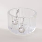 Natural Freshwater Pearl Earrings Circle Classic Zircon Pearl Ear Hook Elegant Light Luxury Niche Earrings New Women