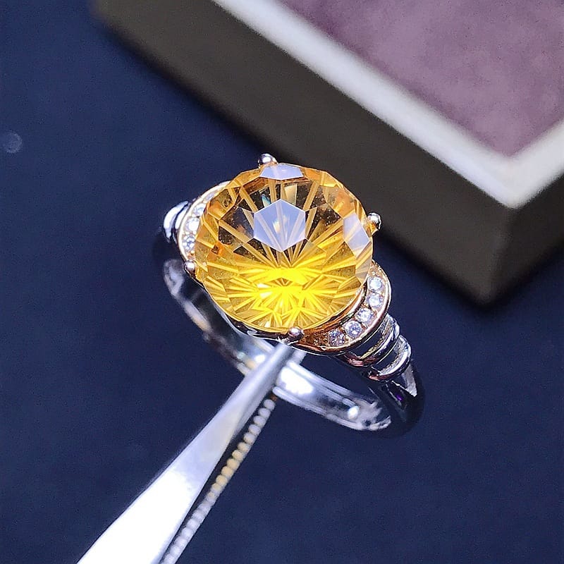 Fireworks citrine ring 925 silver inlaid live ladies ring fireworks citrine a generation of hair