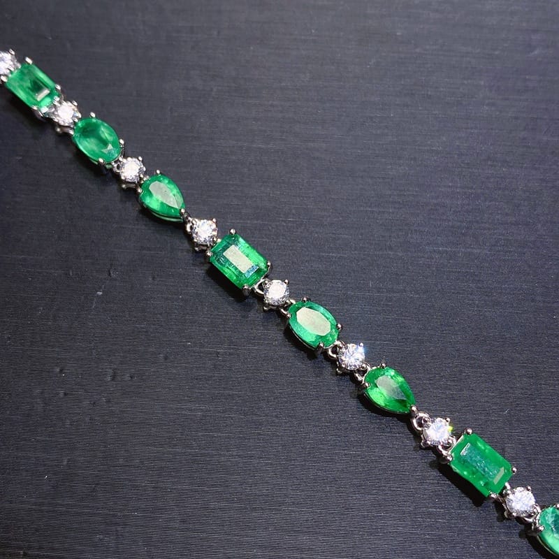 Emerald women's bracelet 925 silver inlaid natural emerald bracelet women's bracelet live supply wholesale