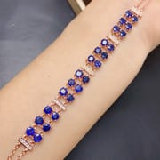 S925 silver inlaid simple fashion natural sapphire bracelet 4 * 4mm advanced sense design live broadcast supply