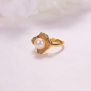 Pearl Jewelry Opening Adjustable Ring Real Gold Electroplated Micro-inlaid Zircon Freshwater Pearl Ring