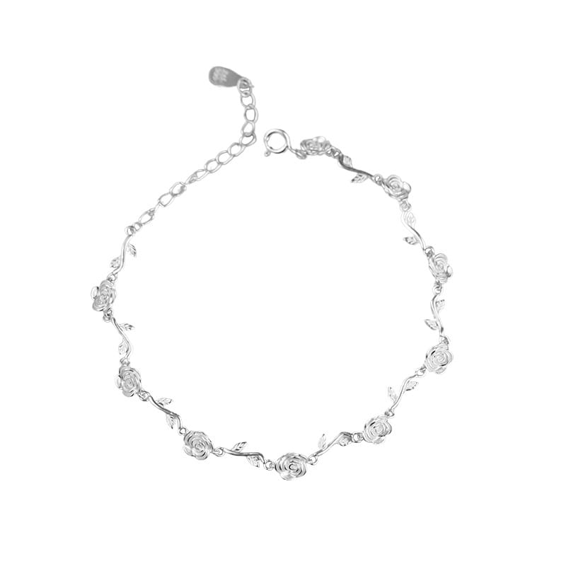 Custom S999 Foot Silver Niche Rose Necklace New All-match High-end Sense Design Light Luxury Necklace Bracelet for Hair