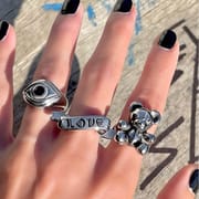 Cross Border INS New HIPPOP Street Rock Love Banner Poker Teddy Bear Rabbit Clown Spider Ring