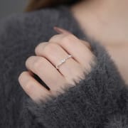 Po S999 Foot Silver Four Mans Star Zircon Ring Fresh Han Feng Elegant Niche Sweet Gentle Hand Decoration